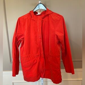 J. Jill orange Large Anorak Jacket Hip Length Lightweight Rain Mid-Length Layer